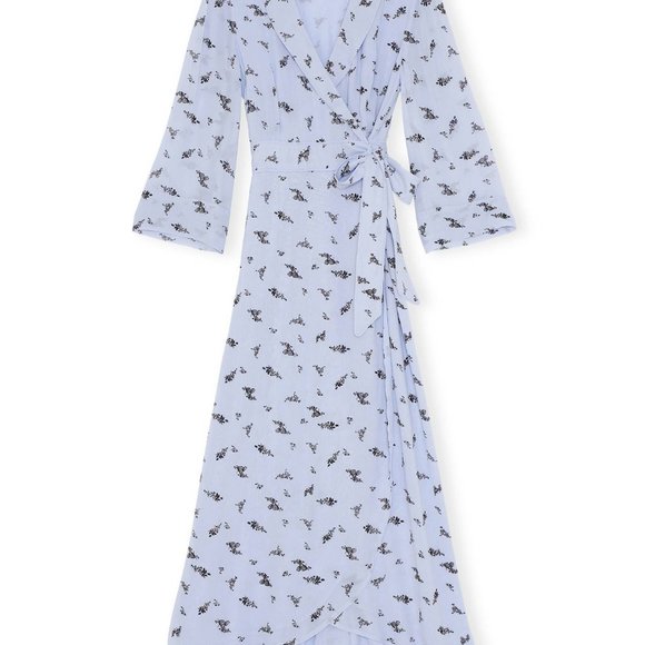 GANNI Floral-print georgette midi wrap dress - Picture 4 of 6